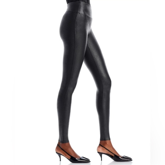 SPANX •M• Black Faux Leather Leggings - Picture 1 of 15